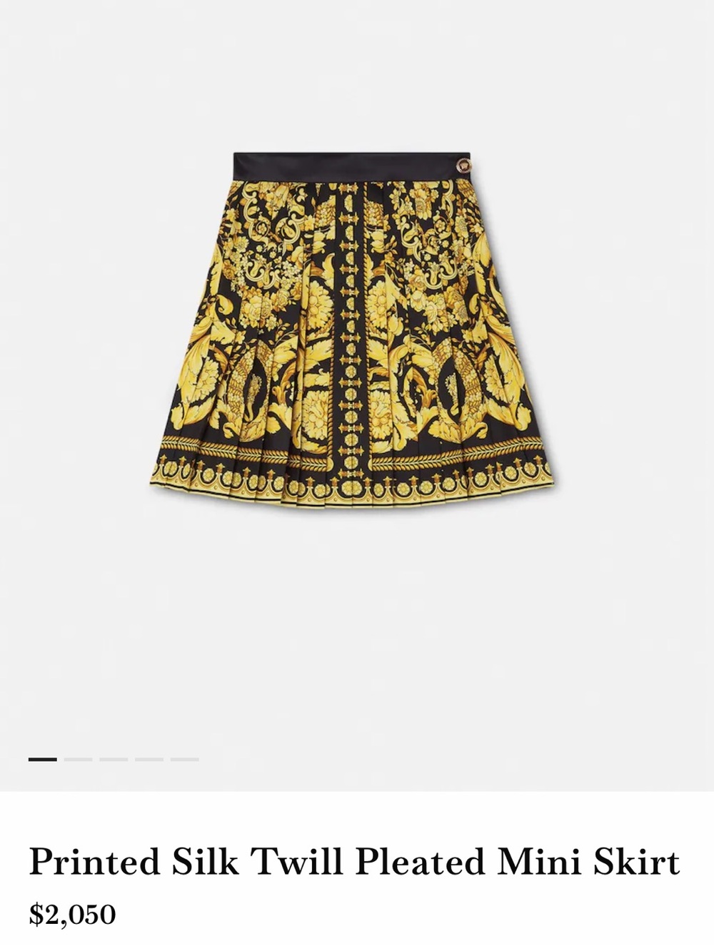 Versace Black and Gold Baroque A-Line Mini Skirt